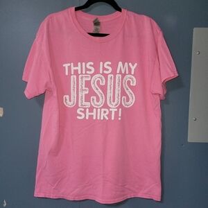 THIS IS MY JESUS SHIRT pink tee - Large